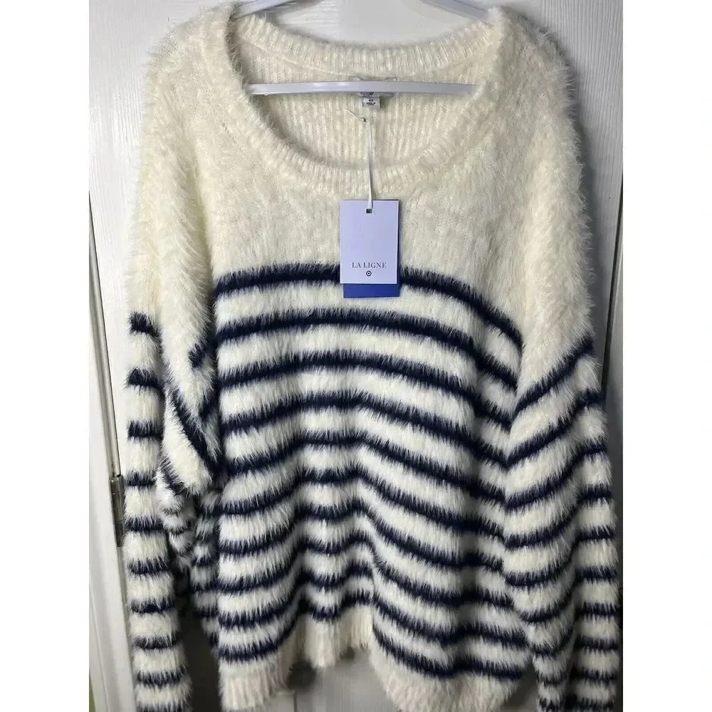 La Ligne for Target NWT Women’s Striped Fluffy Sweater Size 4X - Picture 4 of 8